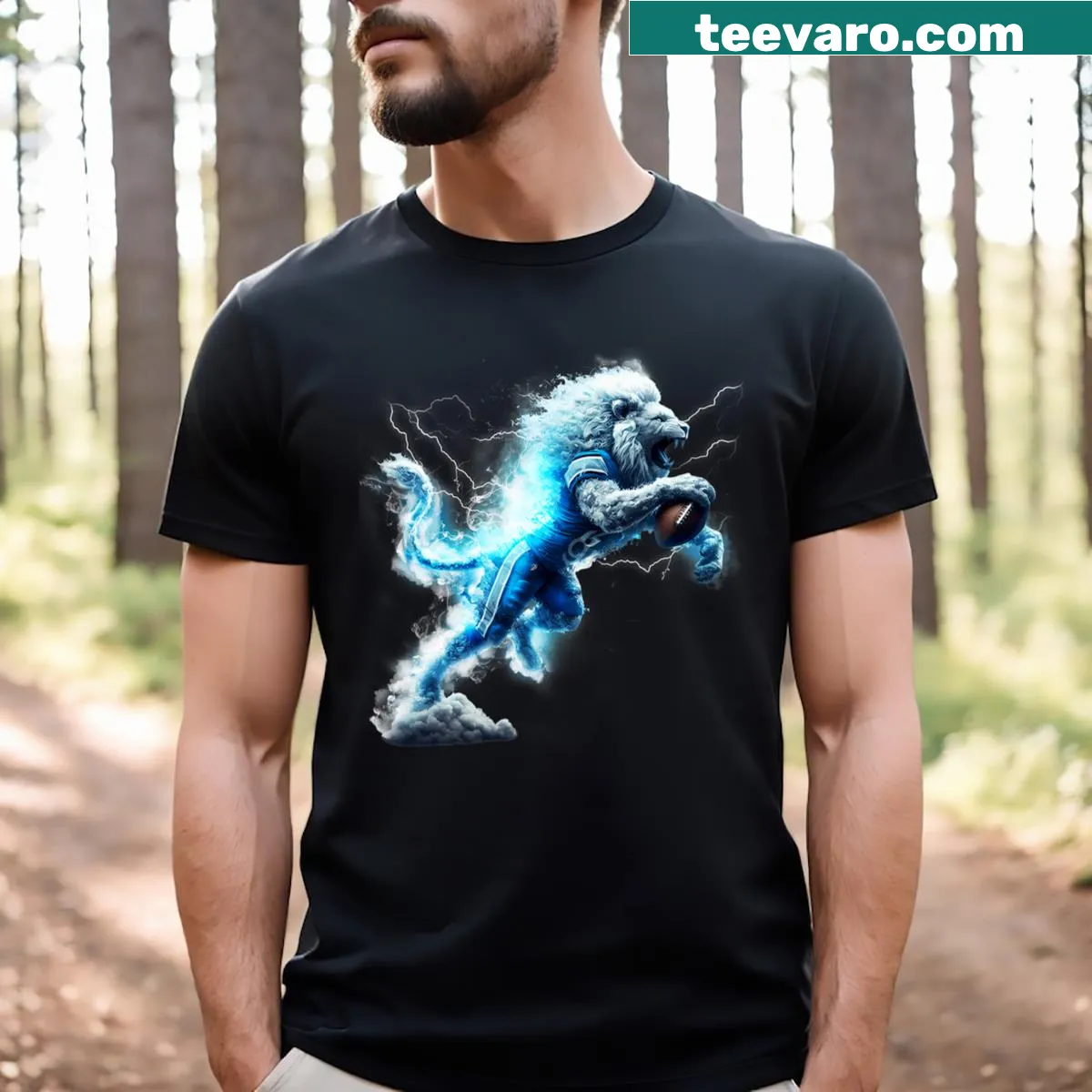 Funny T-shirt with a lightning design for football fans — on a men's t-shirt