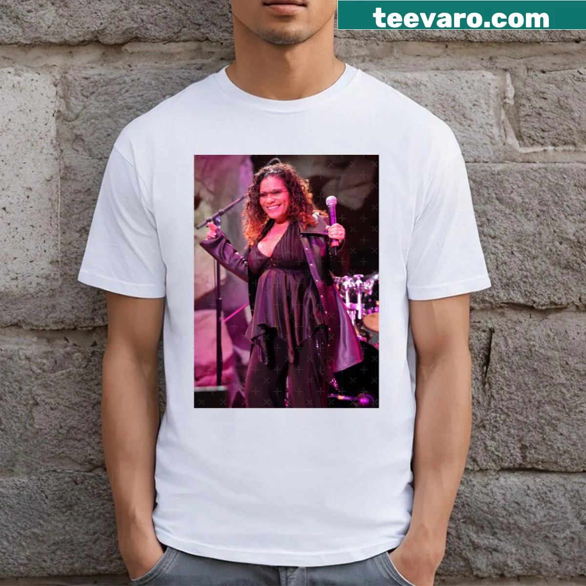 T-shirt featuring a photograph of Lisa Lisa Cult Jam — on a men's t-shirt