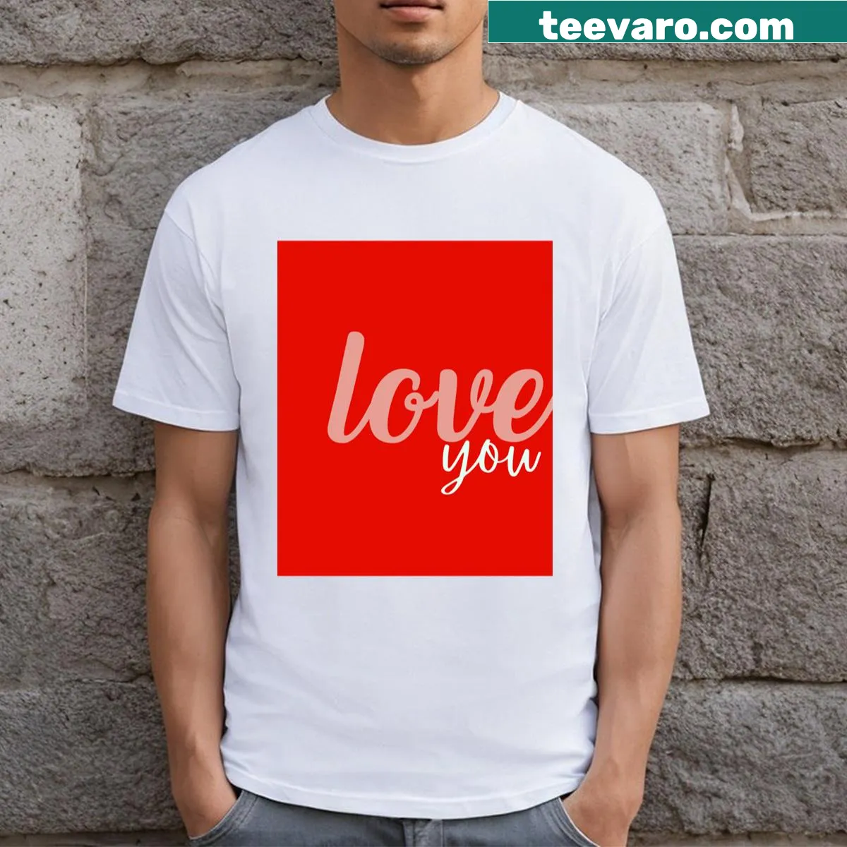 Hand-lettered Love You design on a T-shirt — on a men's t-shirt