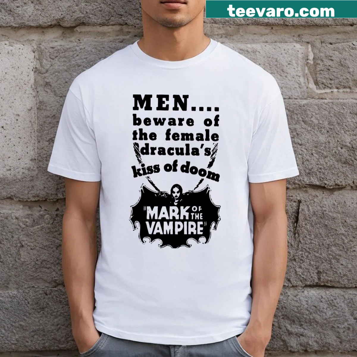 Vintage-inspired T-shirt featuring Mark Of The Vampire 1935 graphic — on a men's t-shirt
