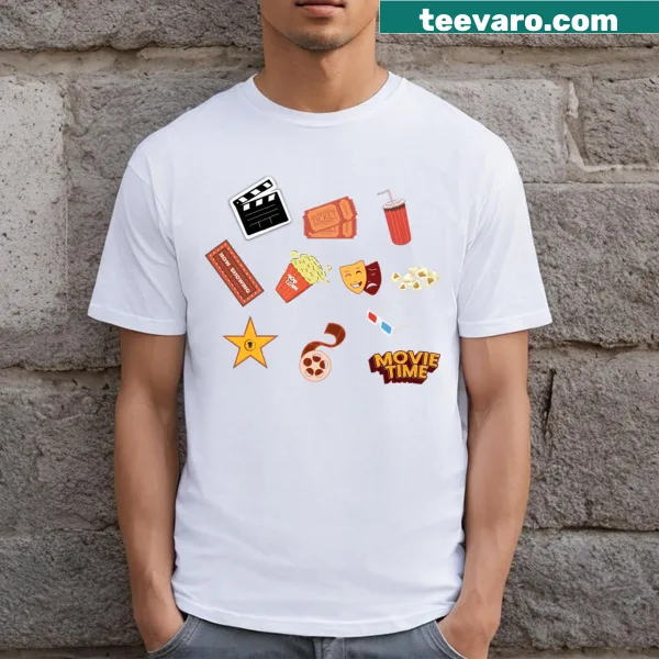 T-shirt featuring an artistic graphic celebrating movies