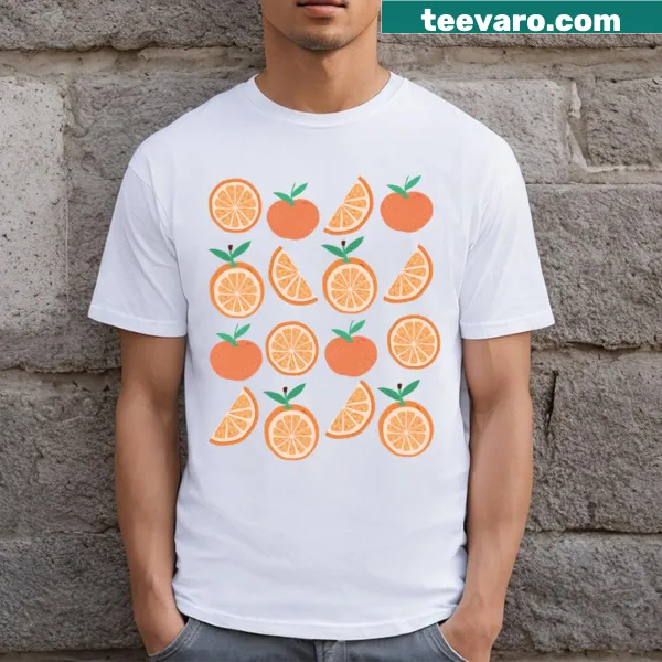 T-shirt with a playful graphic of orange slices