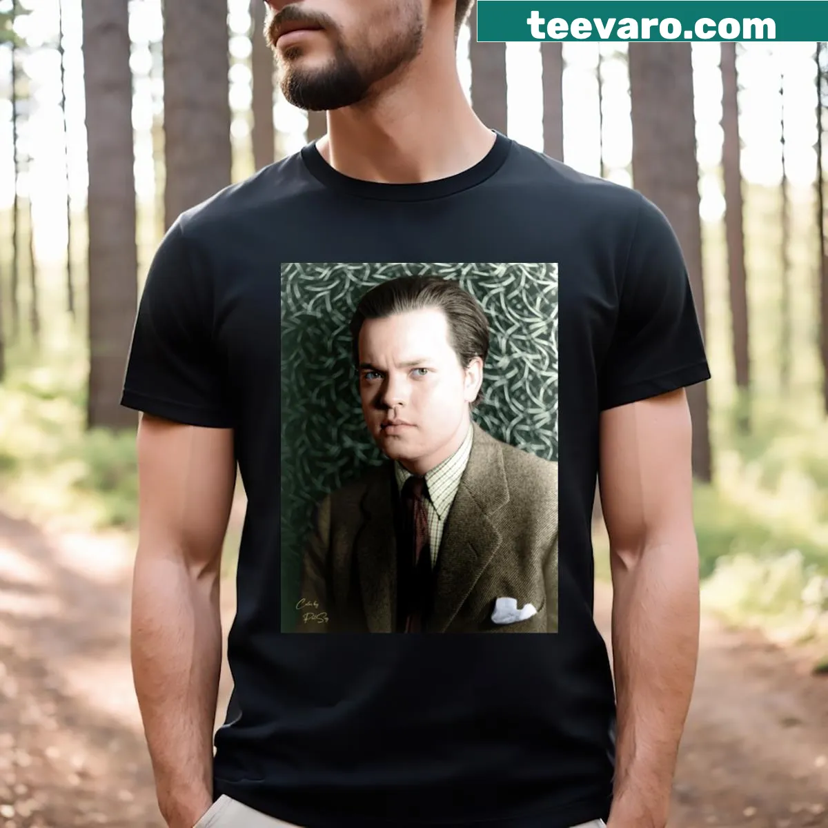 Vintage t-shirt honoring Orson Welles from 1937 with retro design. — on a men's t-shirt