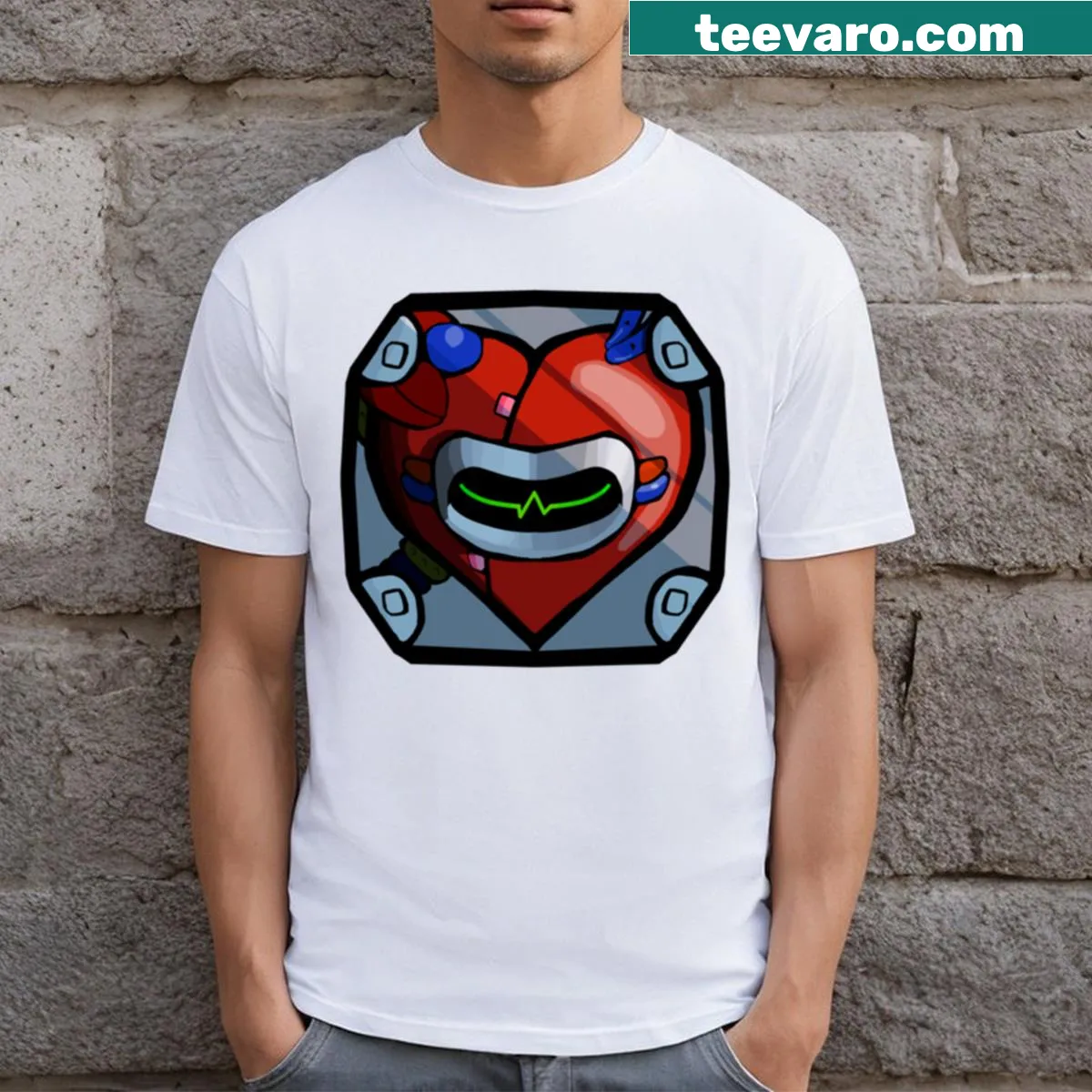 Minimalist typography T-shirt with the words 'Plastic Heart' — on a men's t-shirt