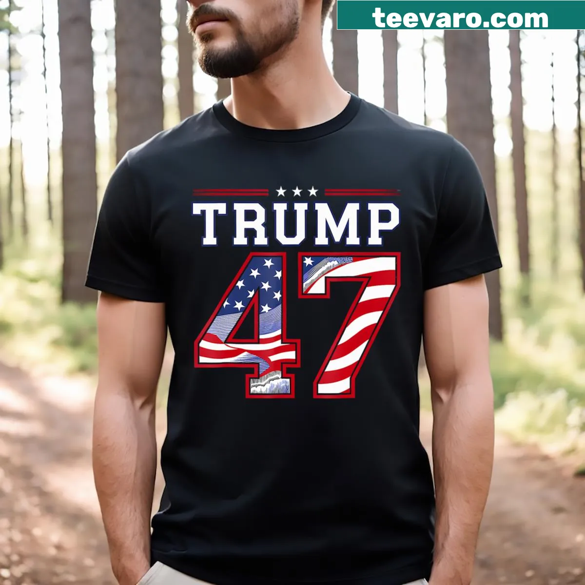T-shirt celebrating Inauguration Day 2025 with a USA flag design. — on a men's t-shirt