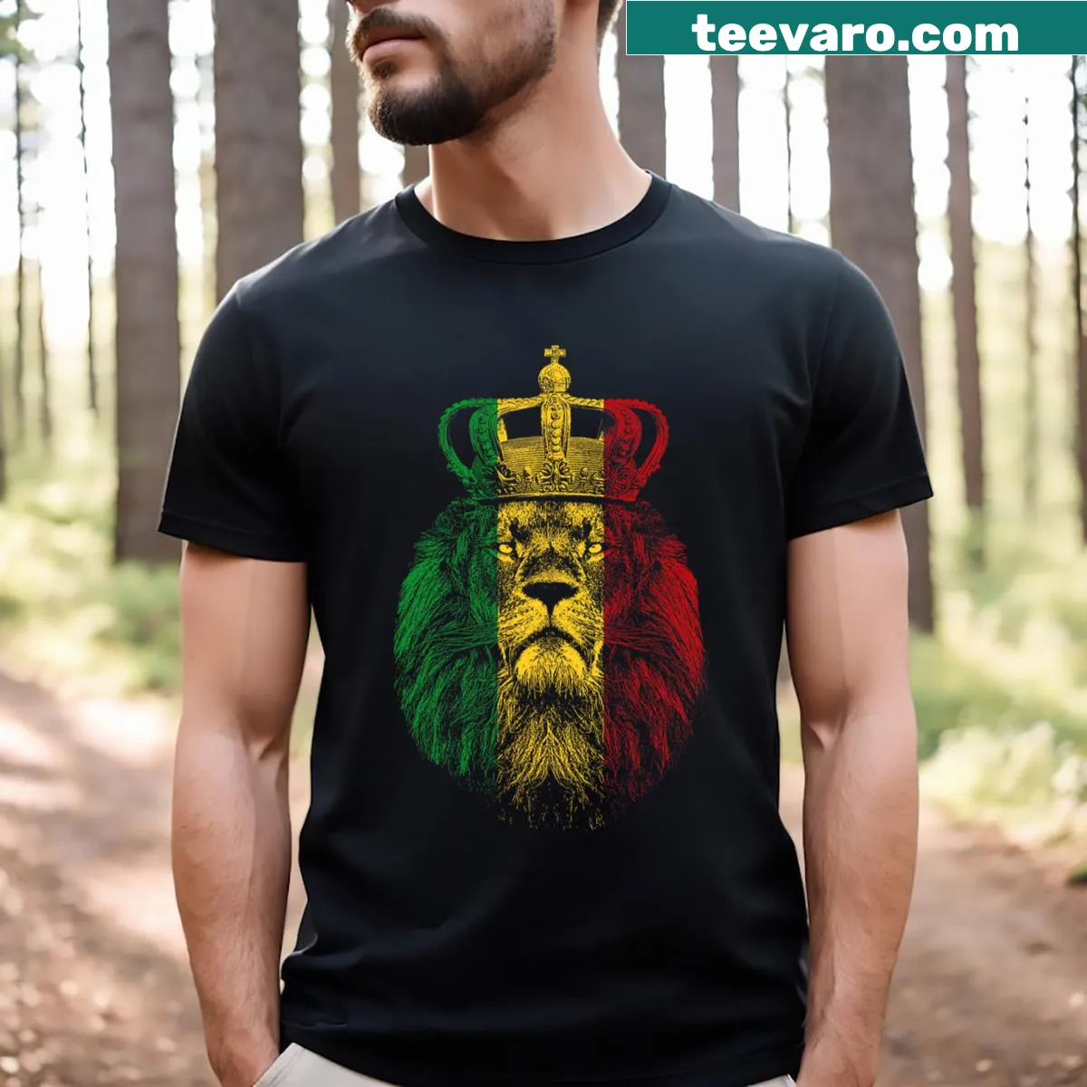 Rasta Lion Of Judah T-shirt with cultural illustration — on a men's t-shirt