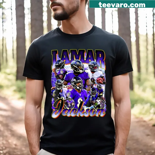 Vintage graphic tee honoring Lamar Jackson with a retro 90s flair