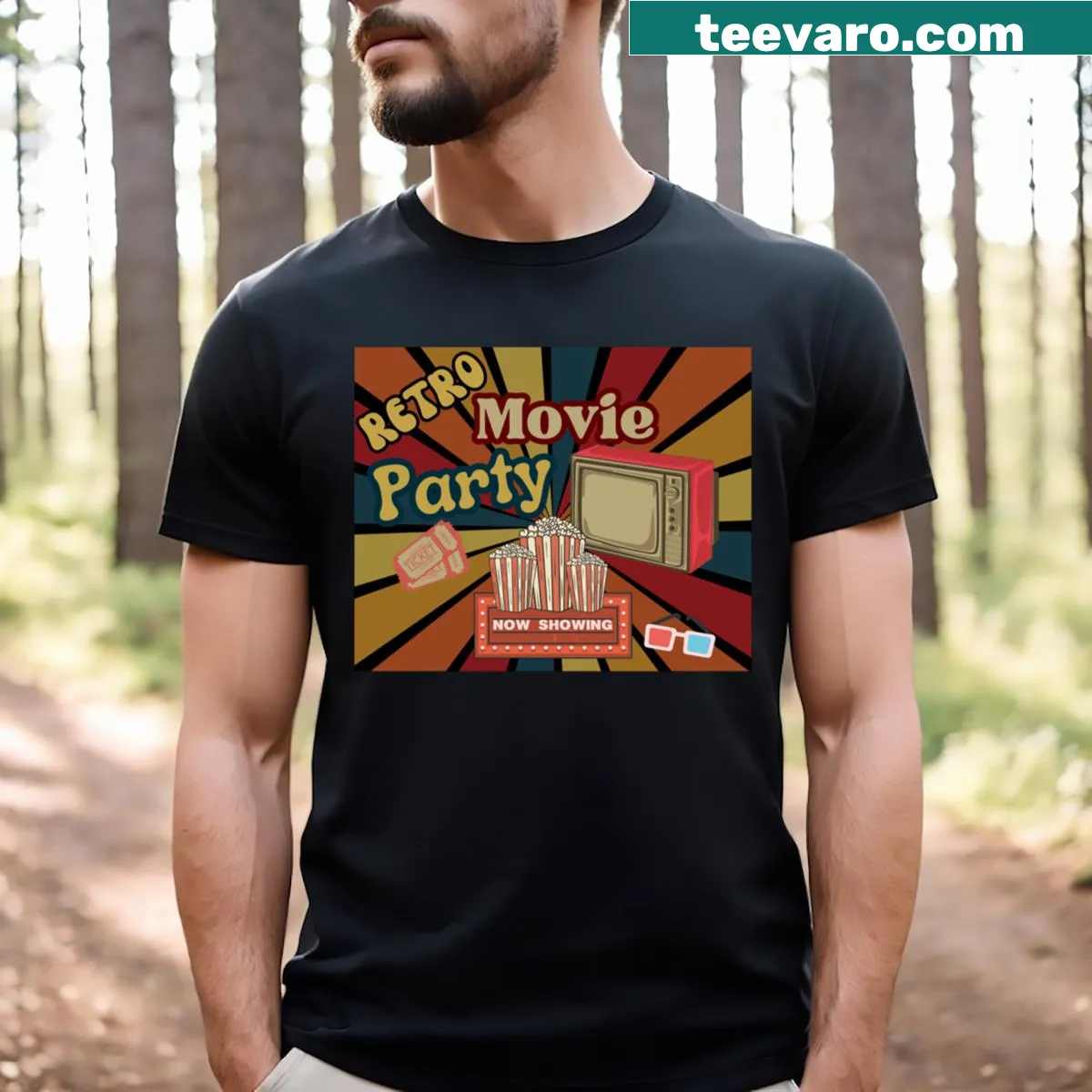 Retro T-shirt with classic movie motifs in vintage design — on a men's t-shirt