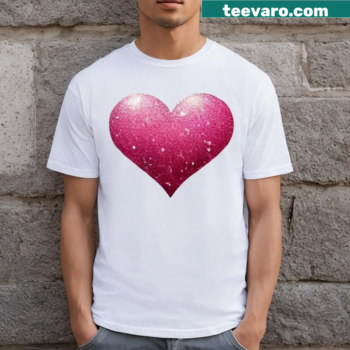 Artistic heart graphic T-shirt with a playful design — on a men's t-shirt