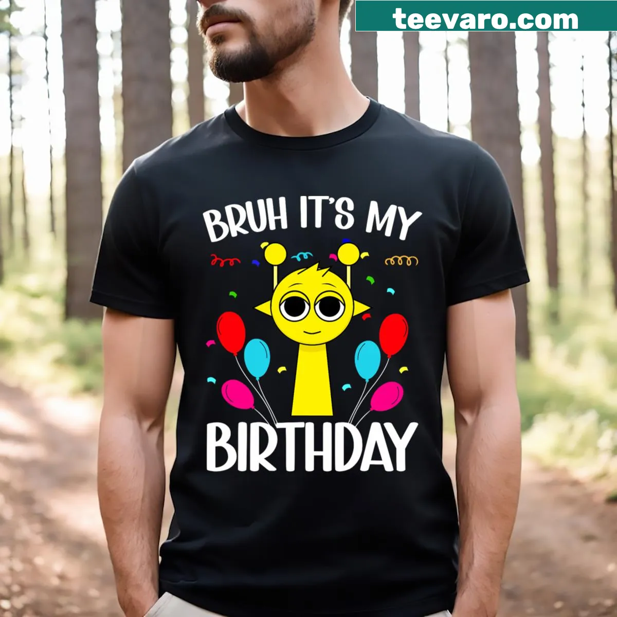 Birthday themed shirt with cartoon graphics for kids — on a men's t-shirt