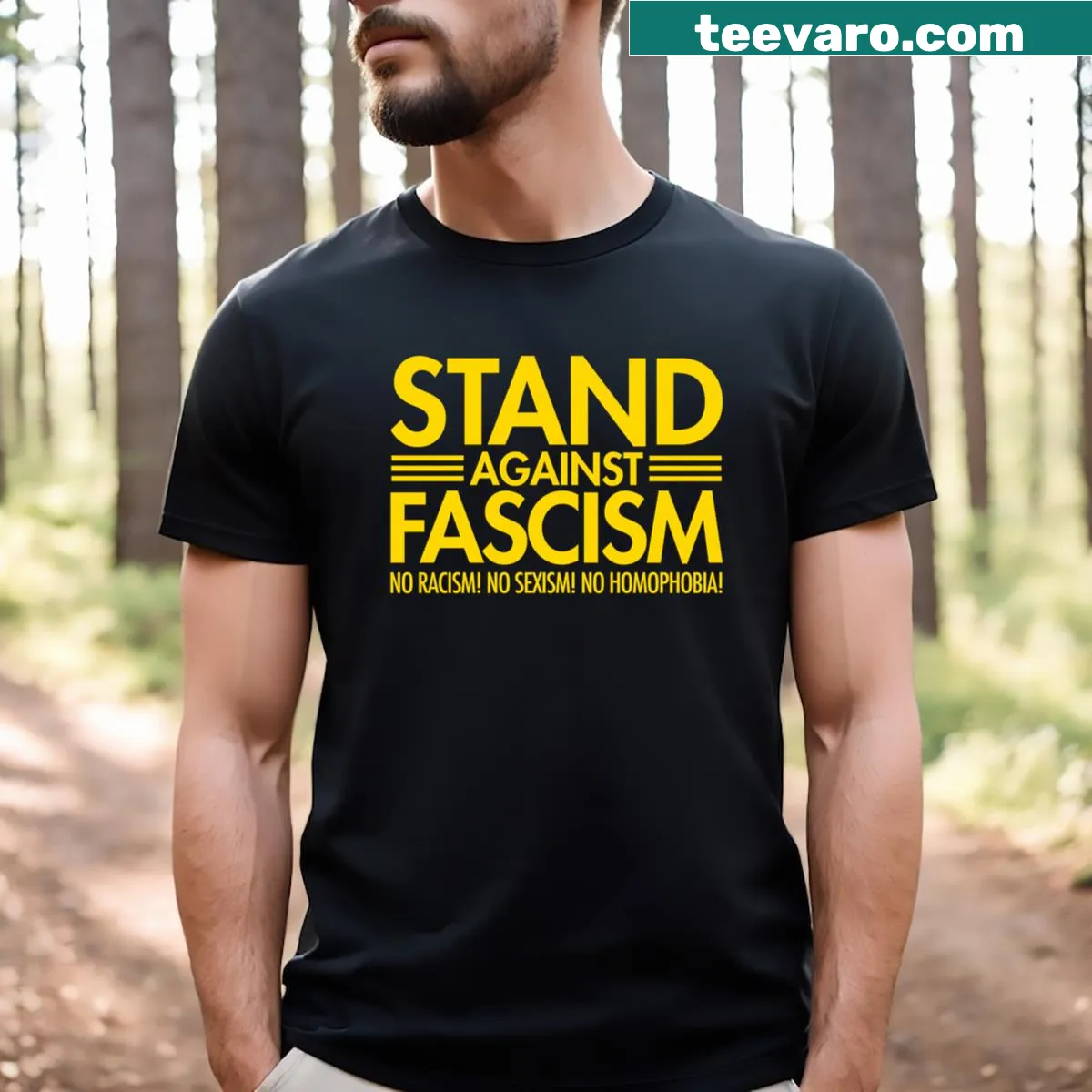 Bold typography promoting social justice on a T-shirt — on a men's t-shirt