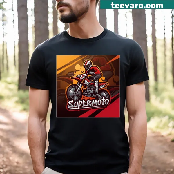 Playful T-shirt with a mascot riding a motorcycle