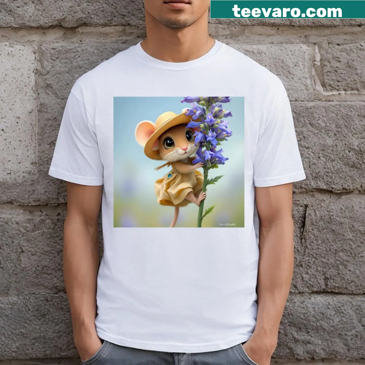 Cute illustration of a child gardener on a T-shirt — on a men's t-shirt