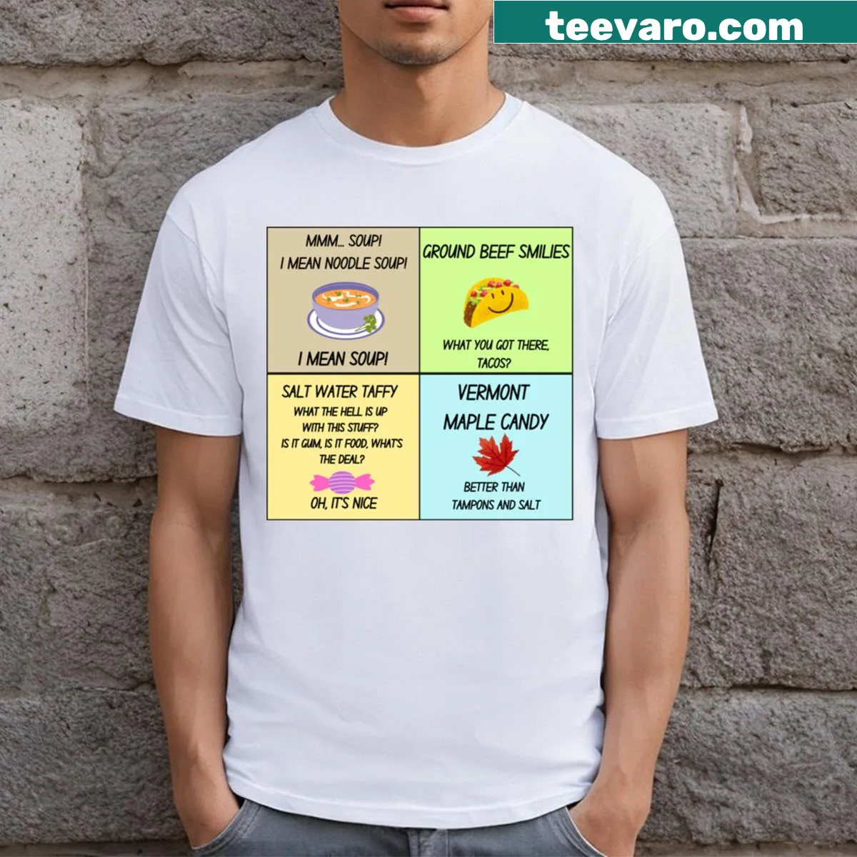 Food references from Friends on T-shirt — on a men's t-shirt