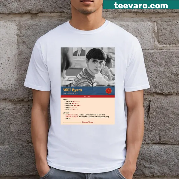 Illustration of Will Byers from Stranger Things 4 on a T-shirt