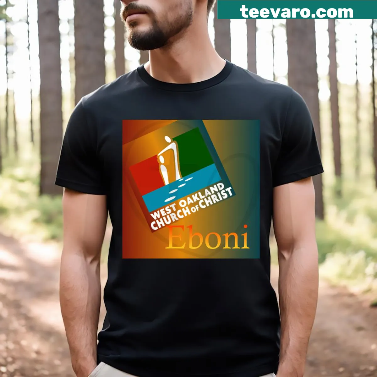 Minimalist typography design on a Wococ Eboni T-shirt — on a men's t-shirt