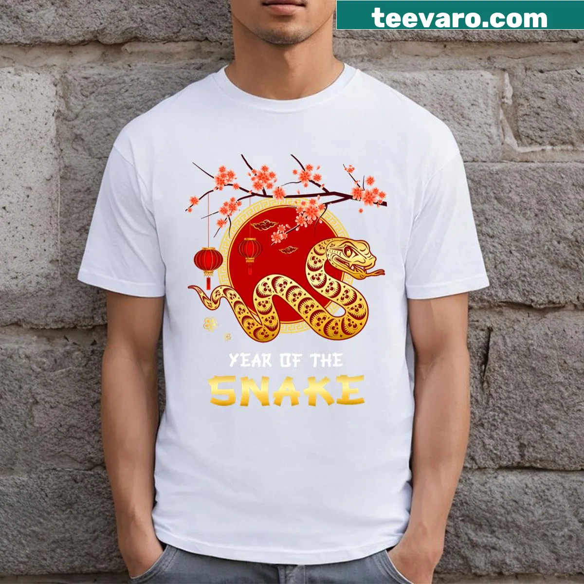 Lunar New Year t-shirt celebrating the Year of the Snake 2025. — on a men's t-shirt