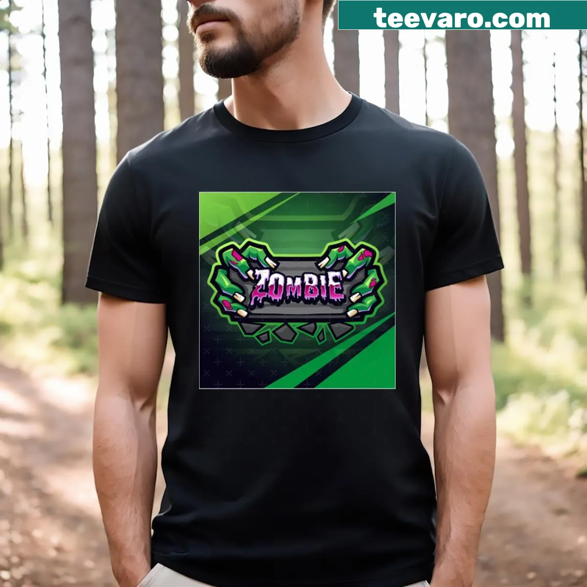 Cartoon zombie mascot graphic T-shirt for fun occasions — on a men's t-shirt