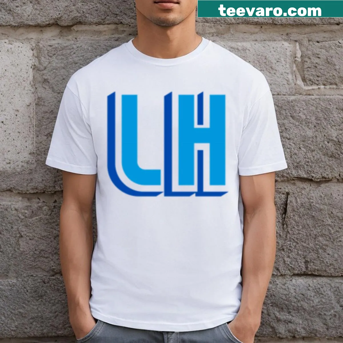 3D Hollow Layered Laughy Hockey t-shirt featuring creative typography — on a men's t-shirt
