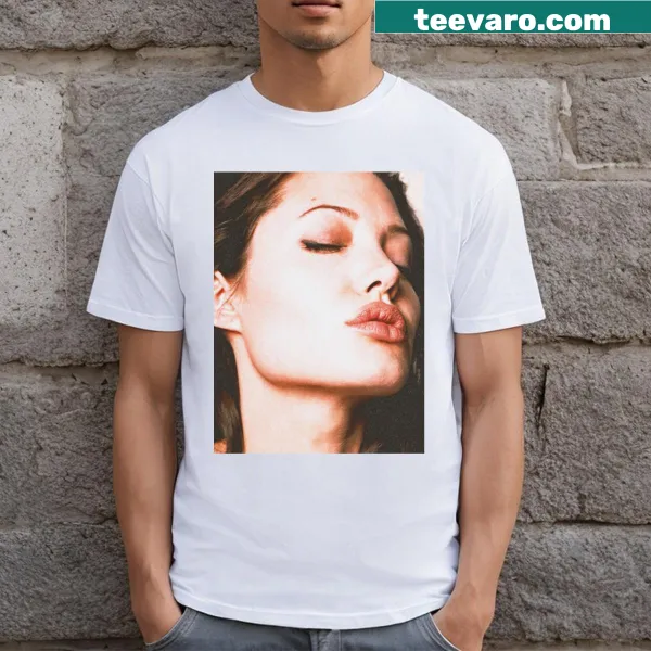 Illustration of Angelina Jolie on a casual T-shirt