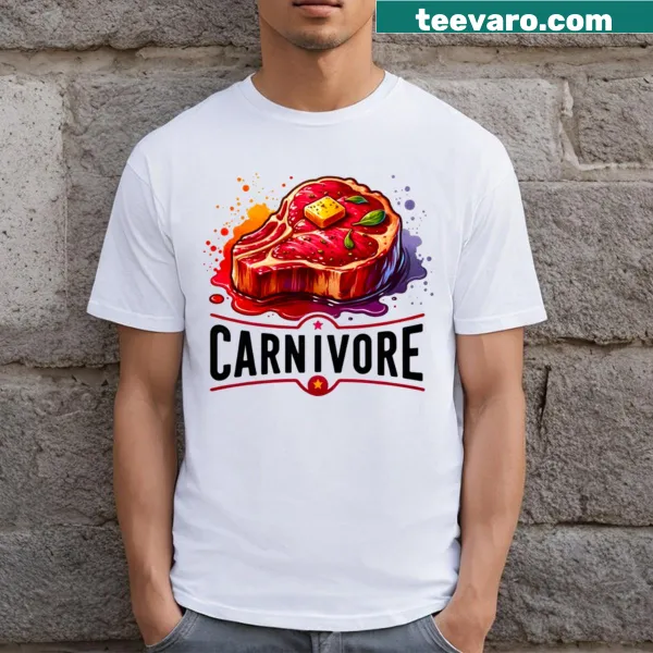 Funny slogan t-shirt for meat lovers reading 'Feast Like A Beast'