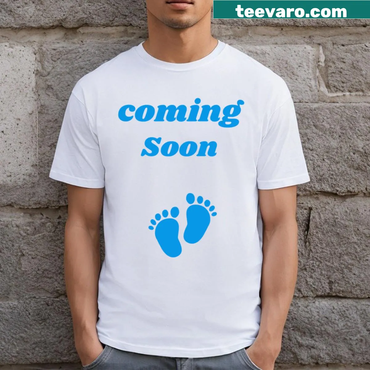 Coming Soon Baby Boy t-shirt announcing future arrival — on a men's t-shirt