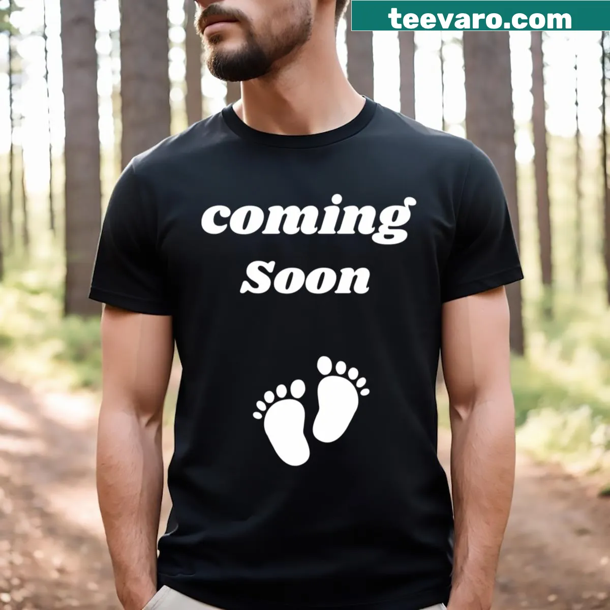 Baby boy coming soon announcement shirt with cute design — on a men's t-shirt
