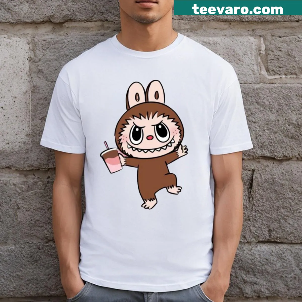 Cute Labubu character graphic on a T-shirt — on a men's t-shirt