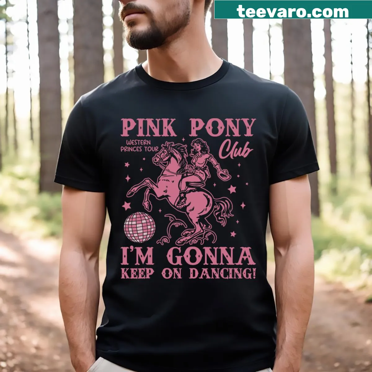 Playful girl and pony design on a T-shirt — on a men's t-shirt