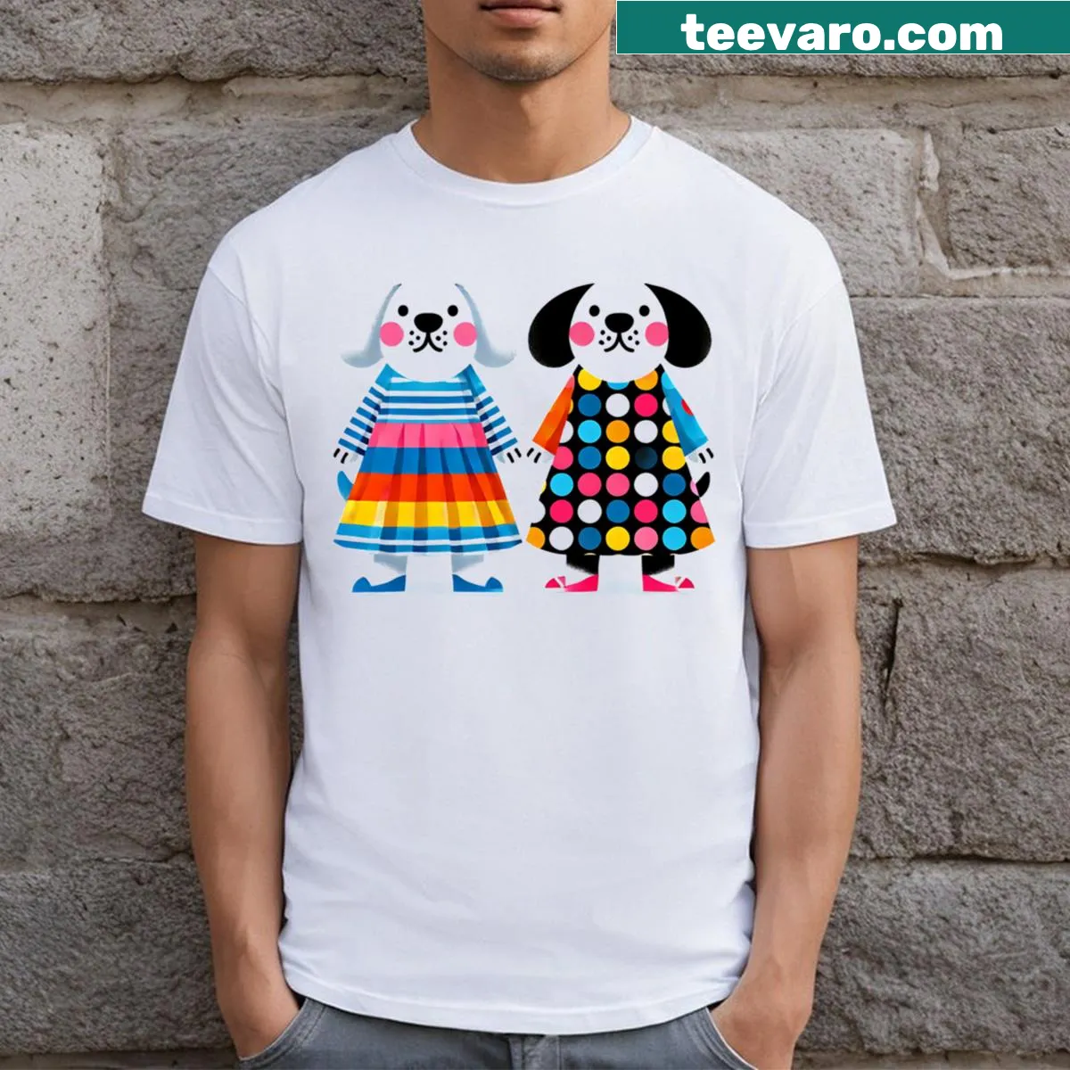 Charming design of various dog breeds on a t-shirt — on a men's t-shirt