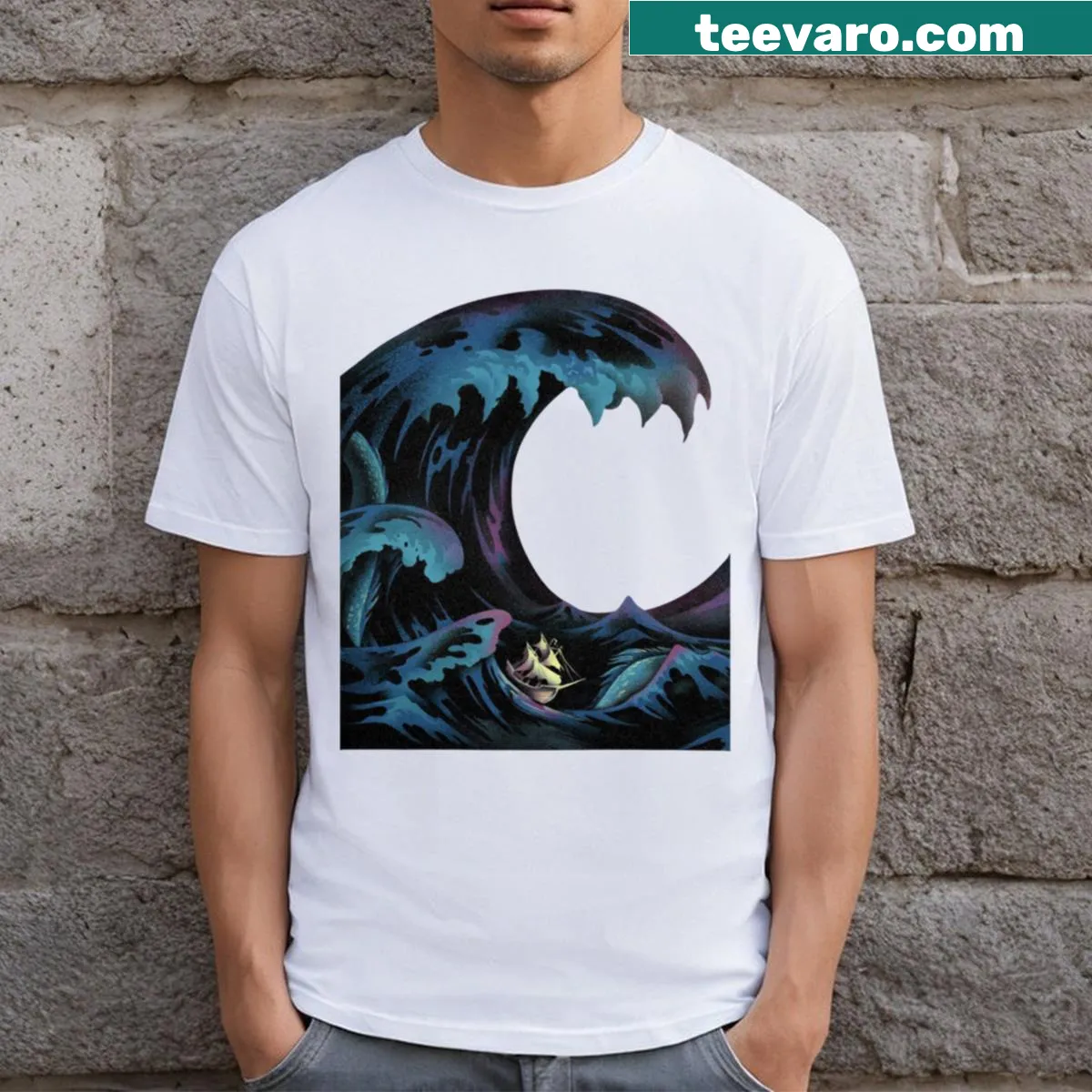Minimalistic T-shirt showcasing cover art from 'Empire Of Storms.' — on a men's t-shirt