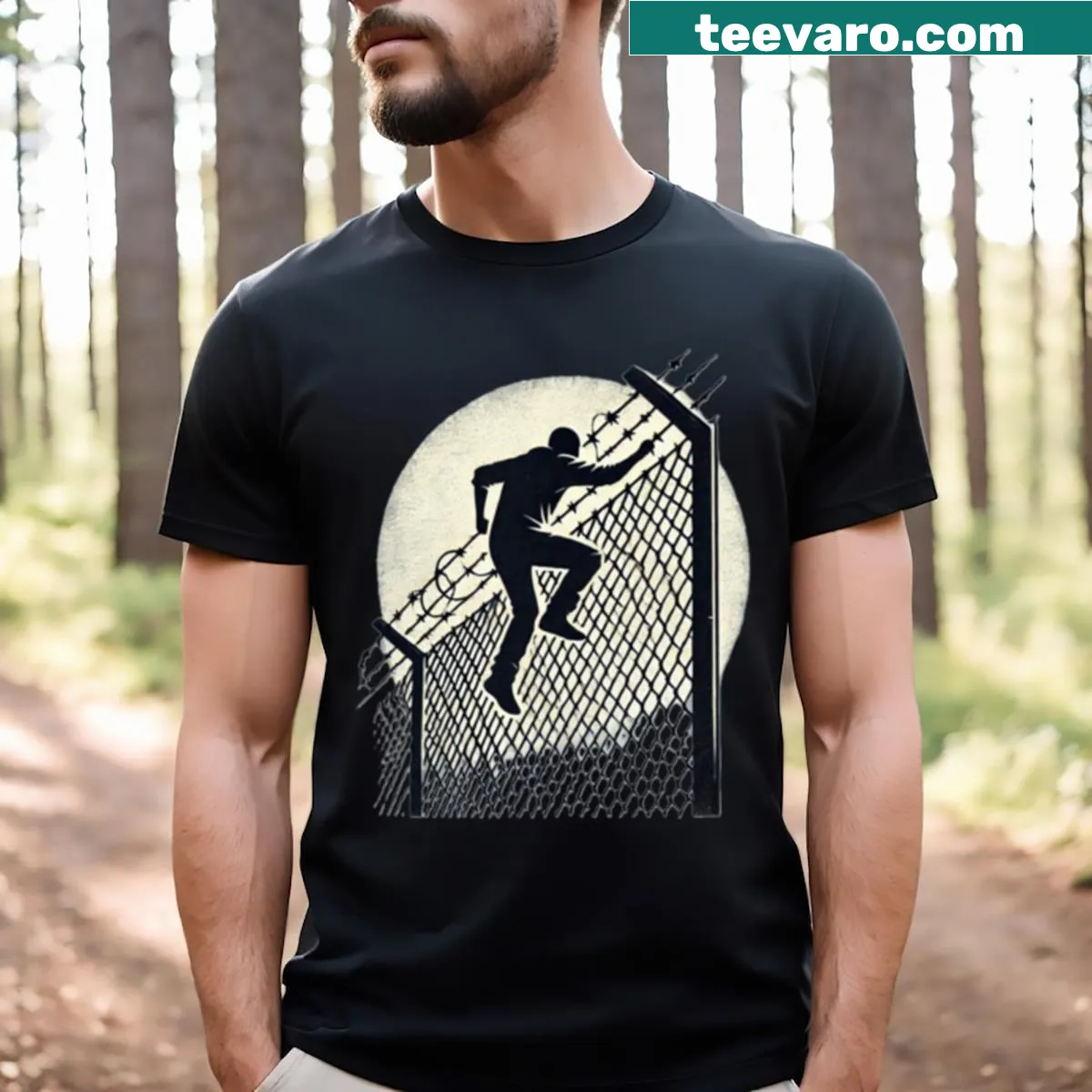 Typography-based graphic representing freedom on a t-shirt — on a men's t-shirt