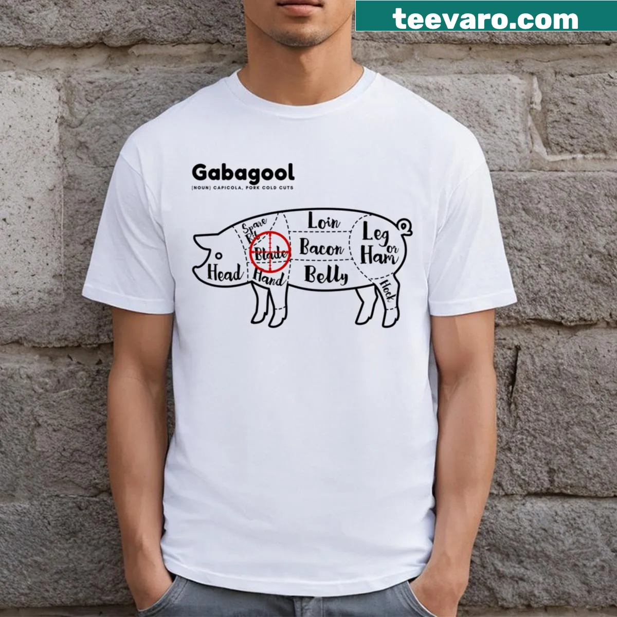 Gabagool themed graphic t-shirt — on a men's t-shirt