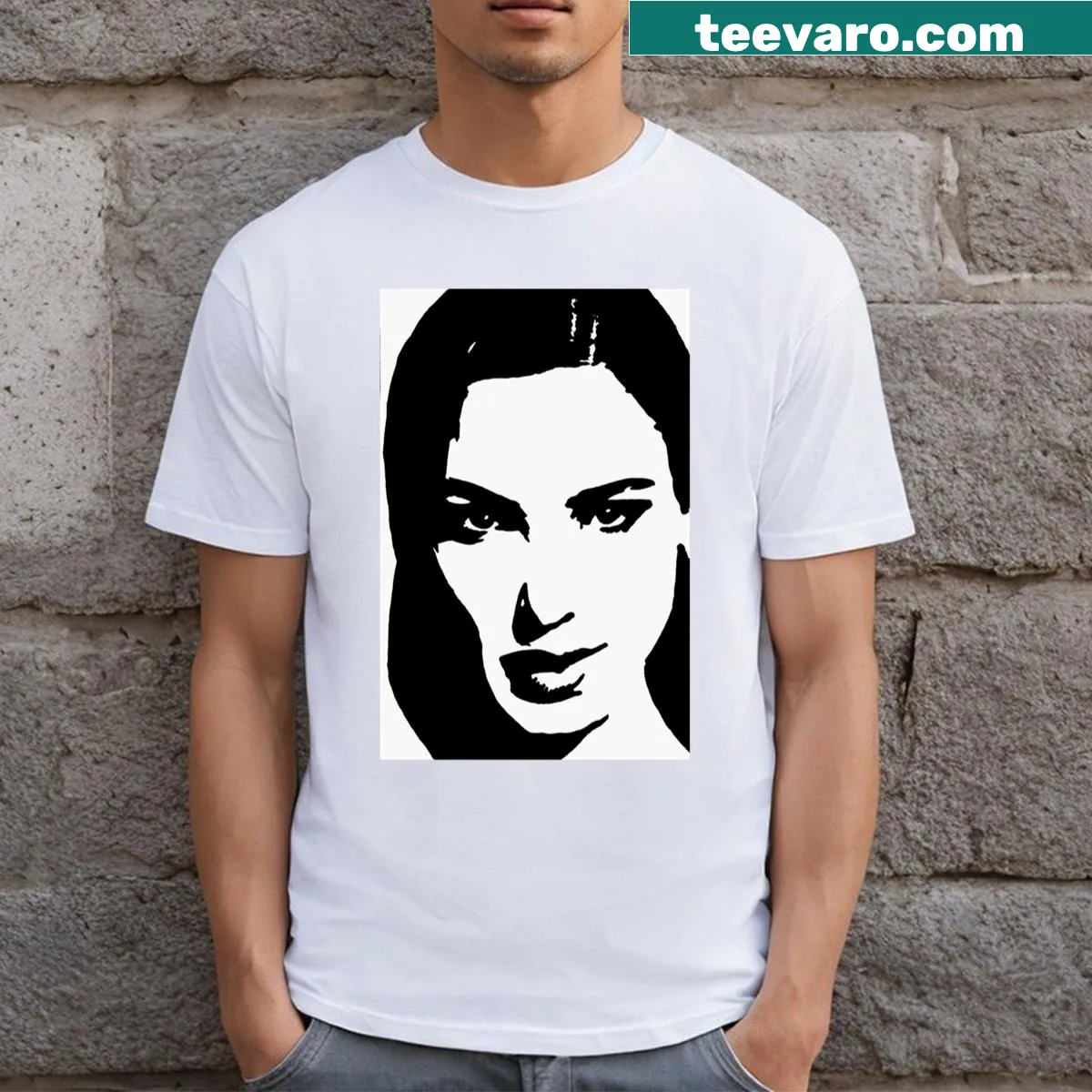 Illustrative graphic honoring Gal Gadot on a women's t-shirt — on a men's t-shirt