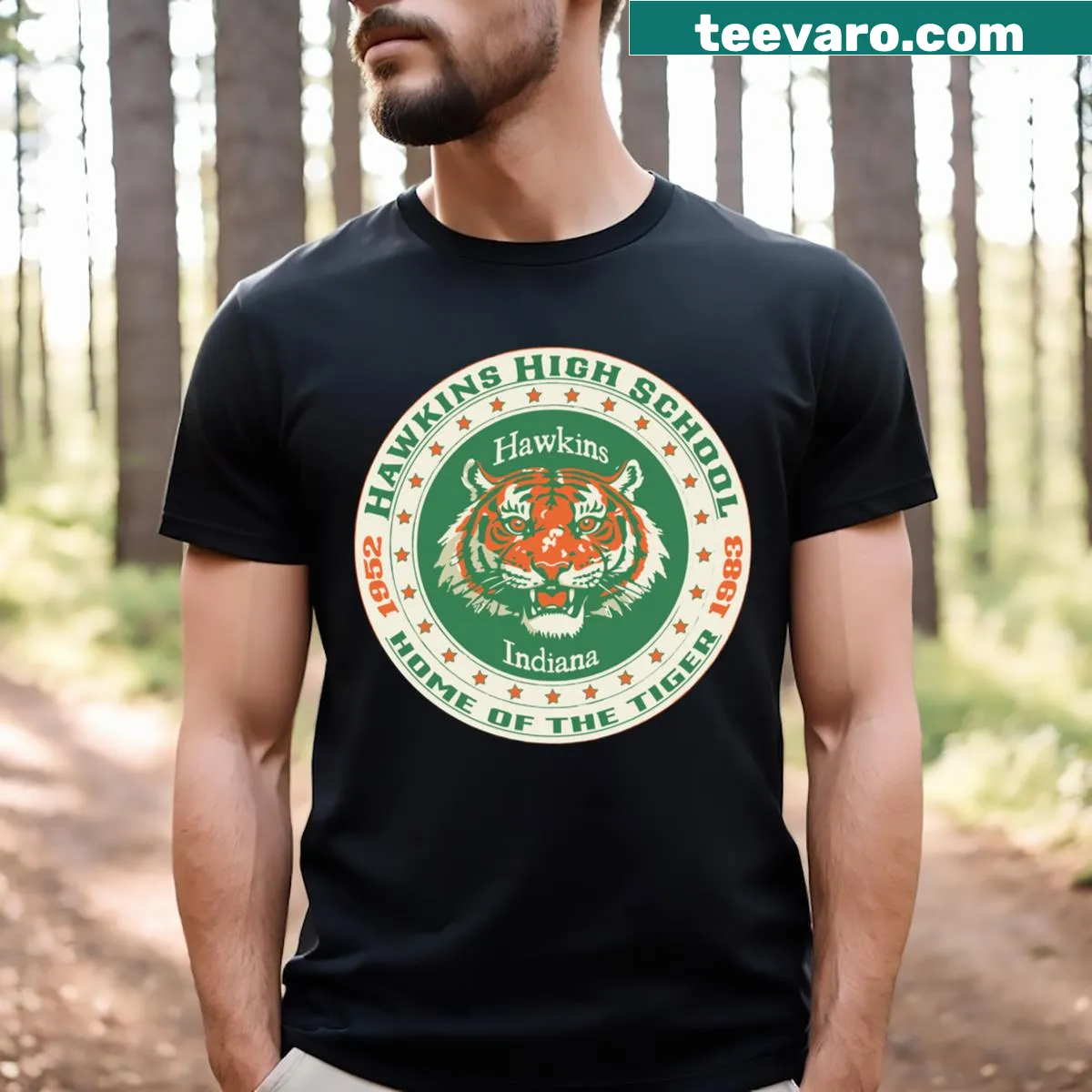 Hawkins High School Indiana 1952 T-shirt design — on a men's t-shirt