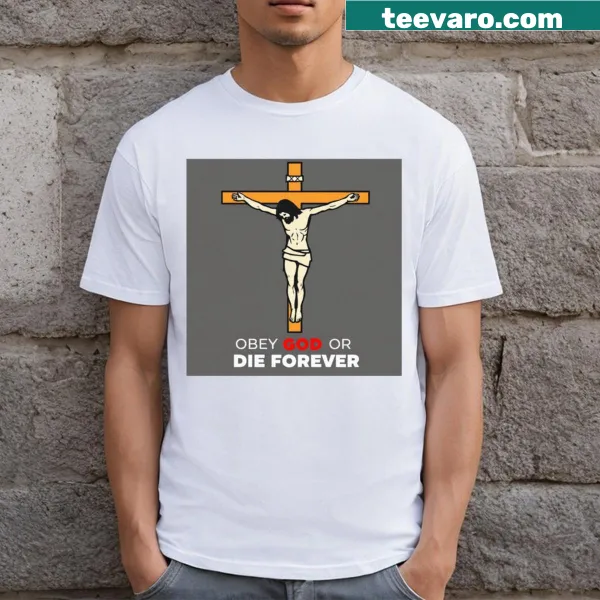 Illustrated T-shirt depicting Jesus on the cross