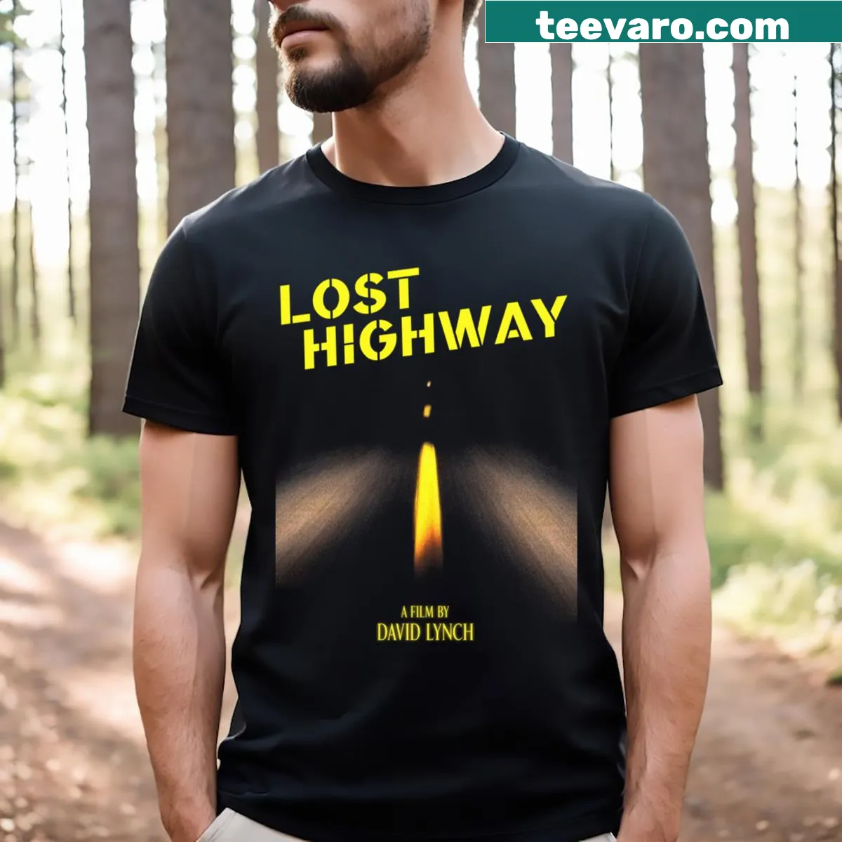 T-shirt featuring a design inspired by open roads and adventure — on a men's t-shirt