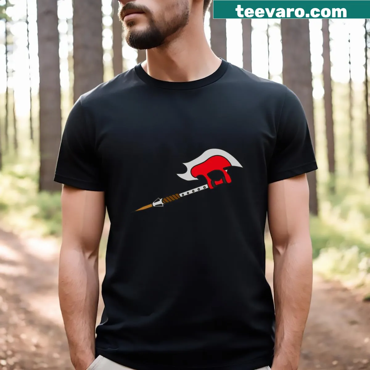Edgy M Slayer T-shirt featuring scythe illustration — on a men's t-shirt
