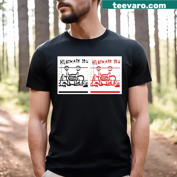 Playful alien graphic T-shirt with greeting text