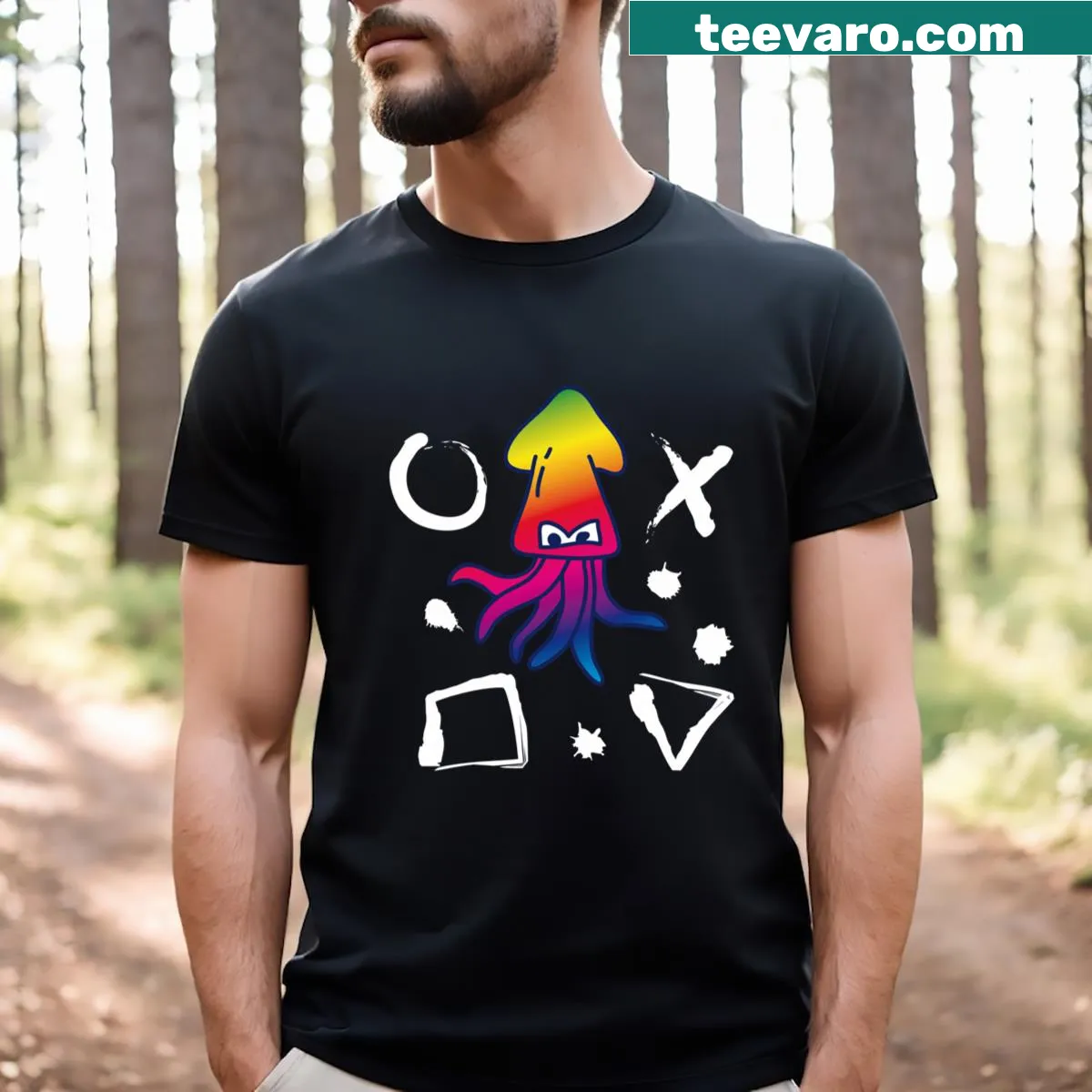 Octopus design with 'Level Up!' text on shirt — on a men's t-shirt