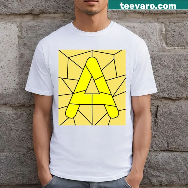 Playful t-shirt featuring a colorful rainbow alphabet design