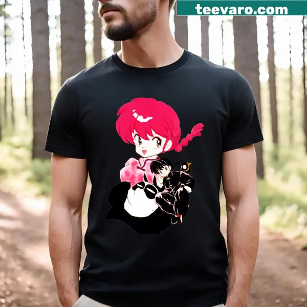 Graphic t-shirt inspired by Ranma 12 featuring water-themed design