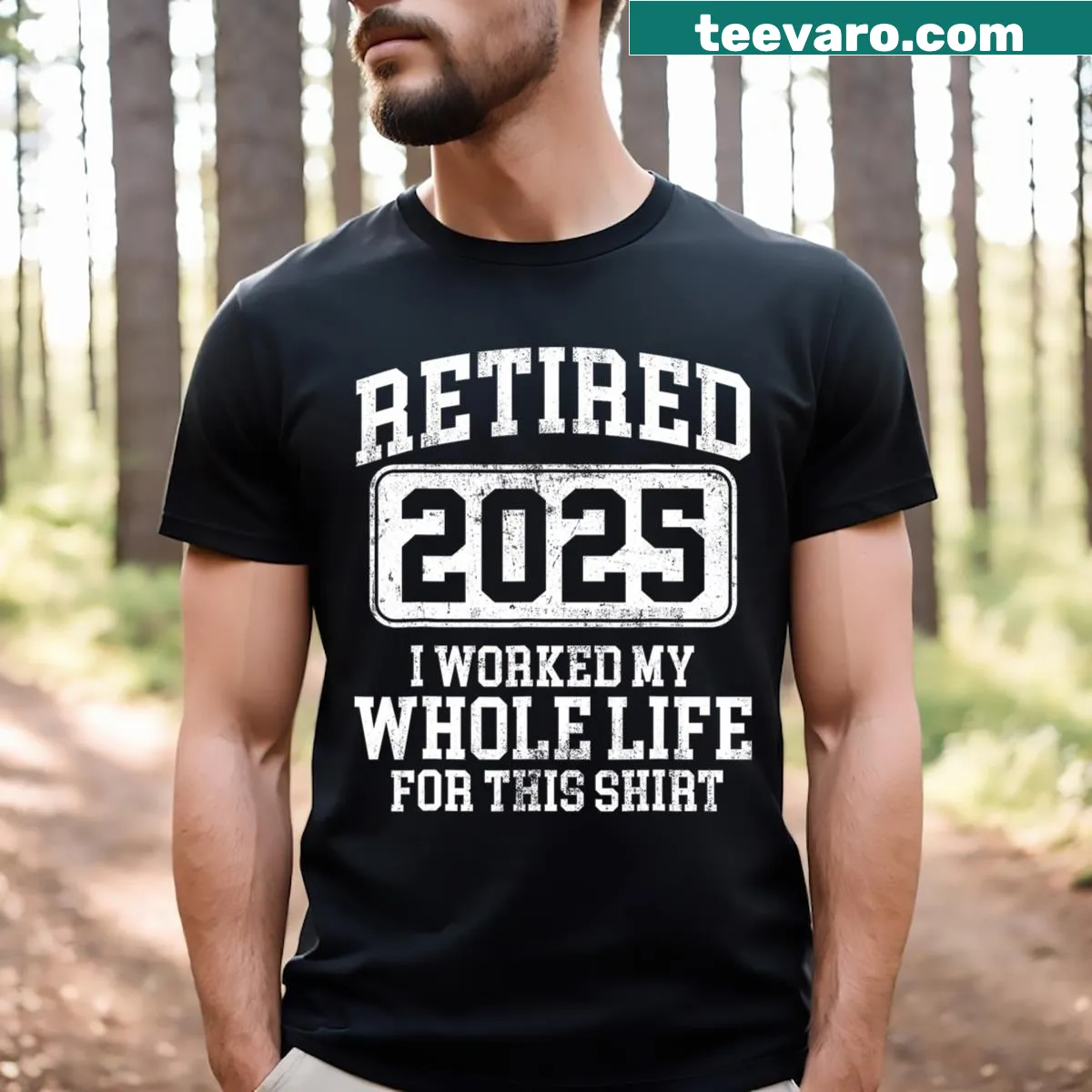 Humorous retirement T-shirt for men featuring 2025 design — on a men's t-shirt