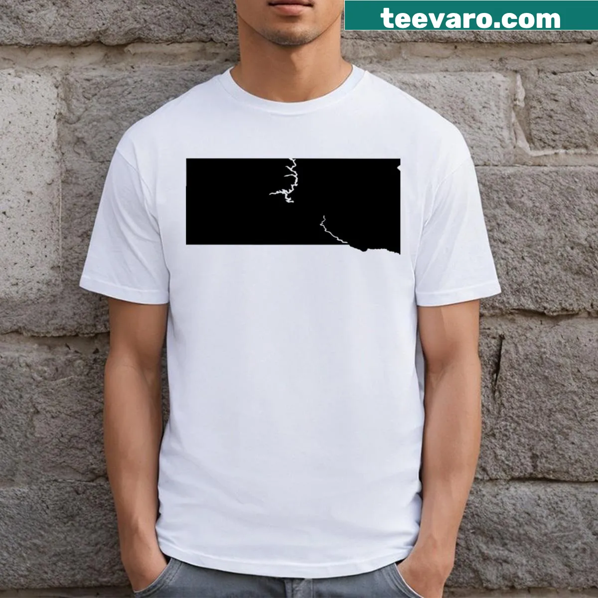 Silhouette graphic of South Dakota on a T-shirt — on a men's t-shirt