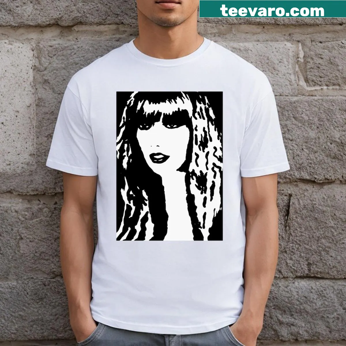 Playful t-shirt with whimsical graphics dedicated to Tay Tay — on a men's t-shirt