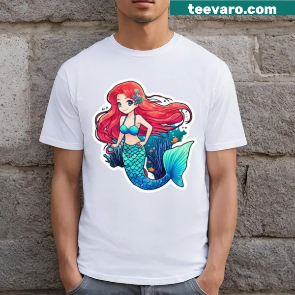 Mermaid design surrounded by corals