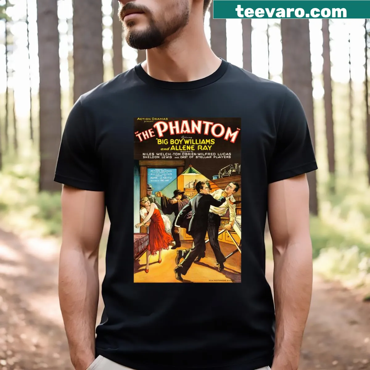 Vintage horror film design inspired by The Phantom 1931 — on a men's t-shirt
