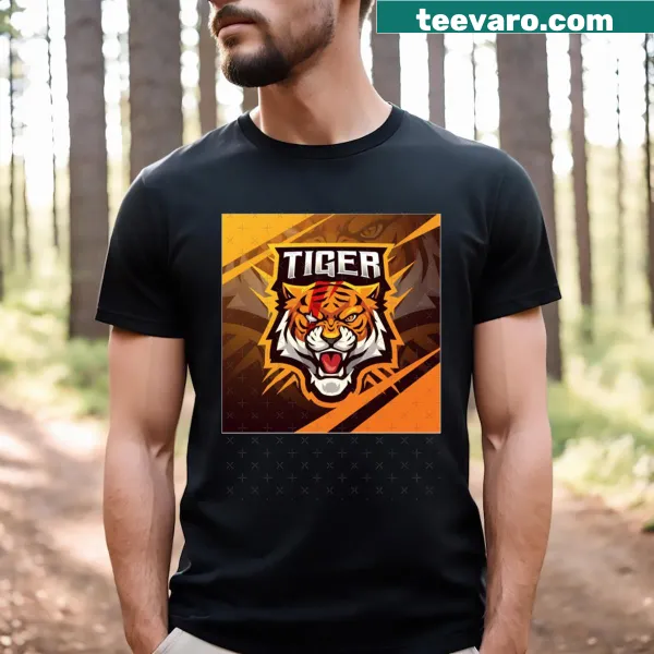 Illustrated t-shirt featuring a fierce tiger head mascot.