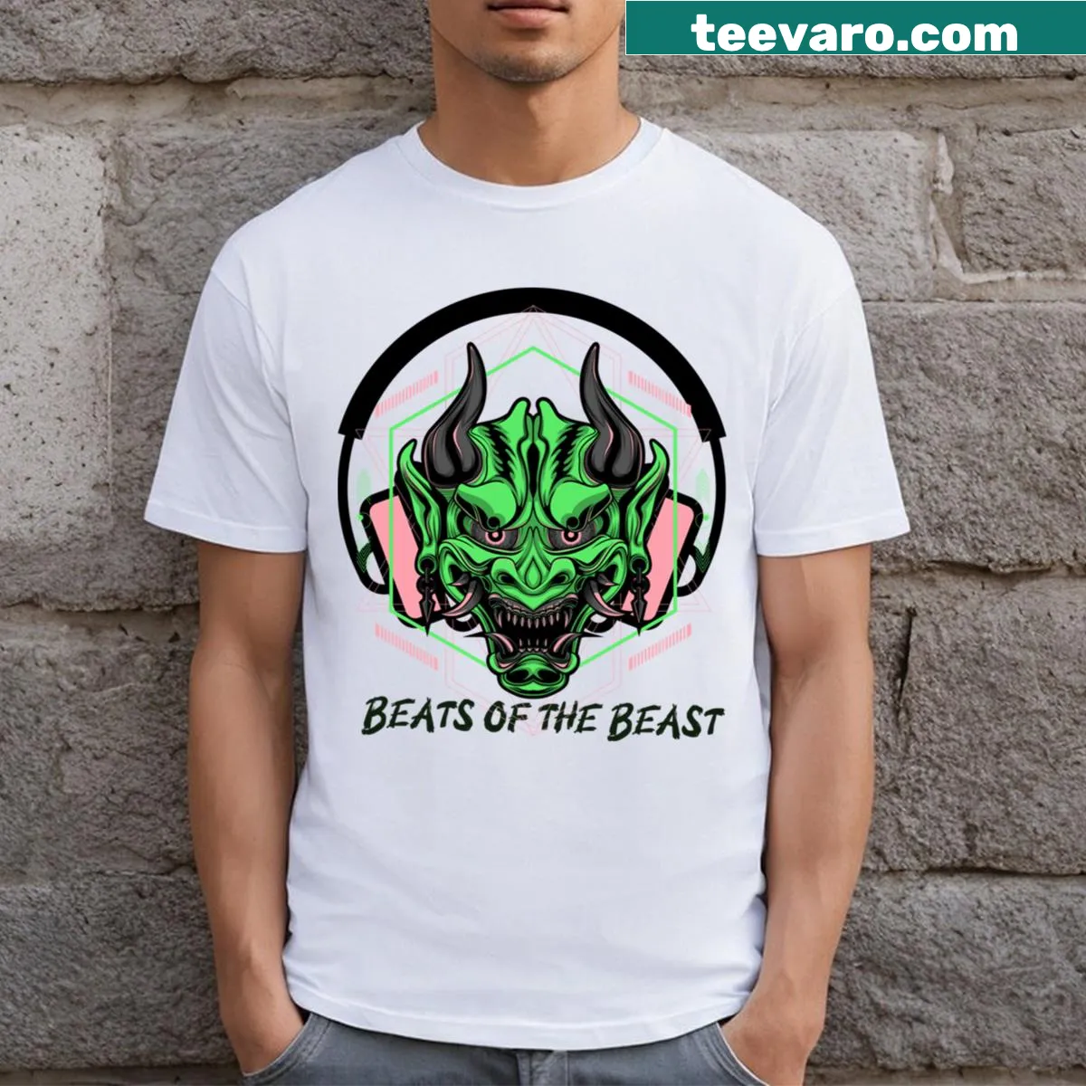 Typographic design celebrating music on a T-shirt — on a men's t-shirt