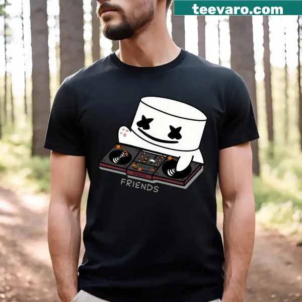 Cartoon Bongo Cat DJ graphic on a playful T-shirt